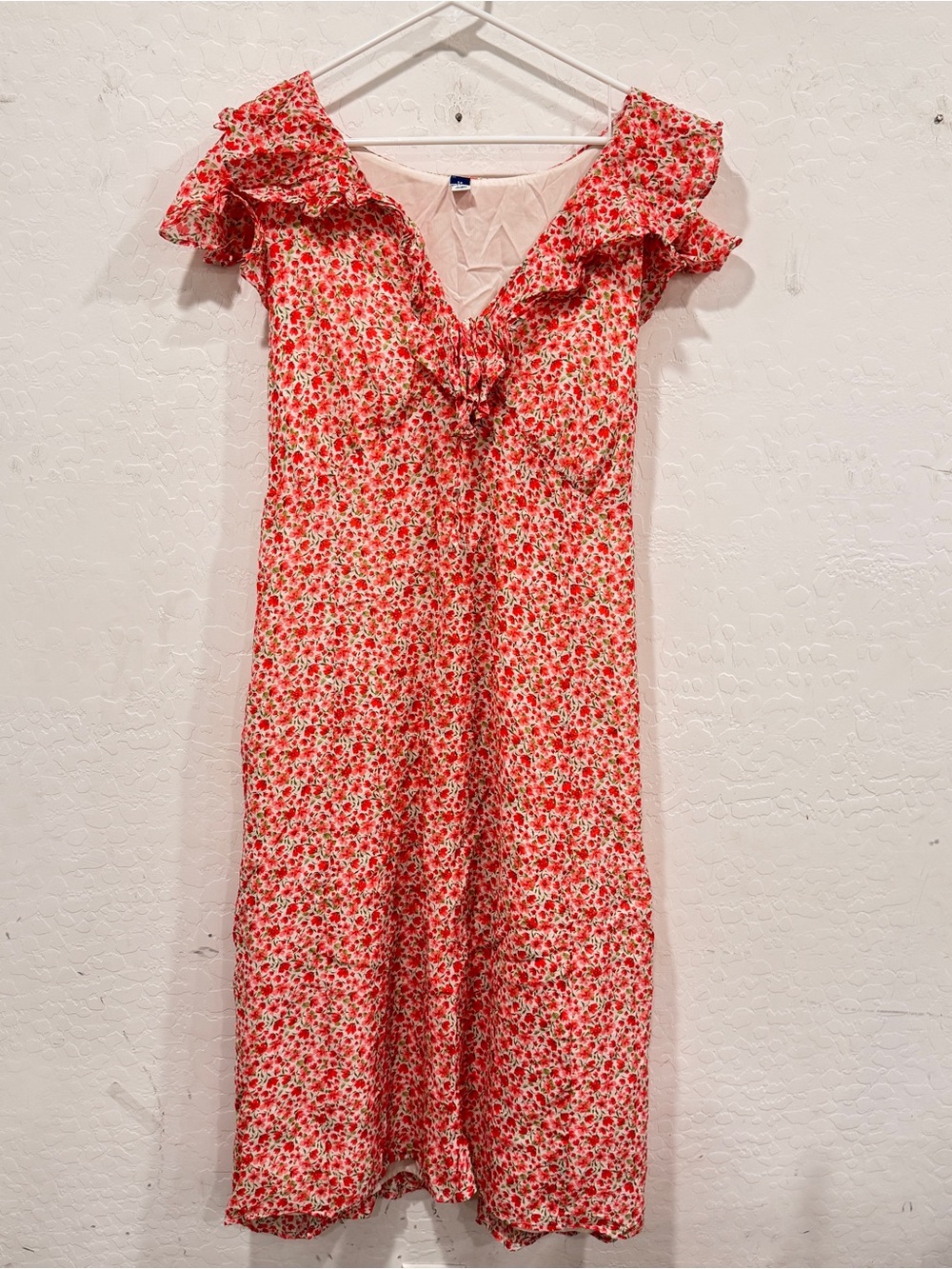 Old Navy Midi Ditsy Floral Ruffle V-Neck Dress Womens 3X Cottagecore Bohemian